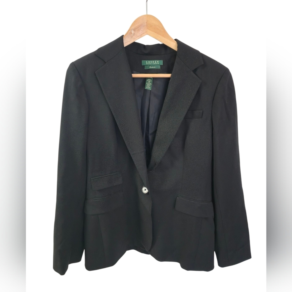 Lauren Ralph Lauren Exclusive Women's Wool Stretch Blazer Jacket Black Size 6